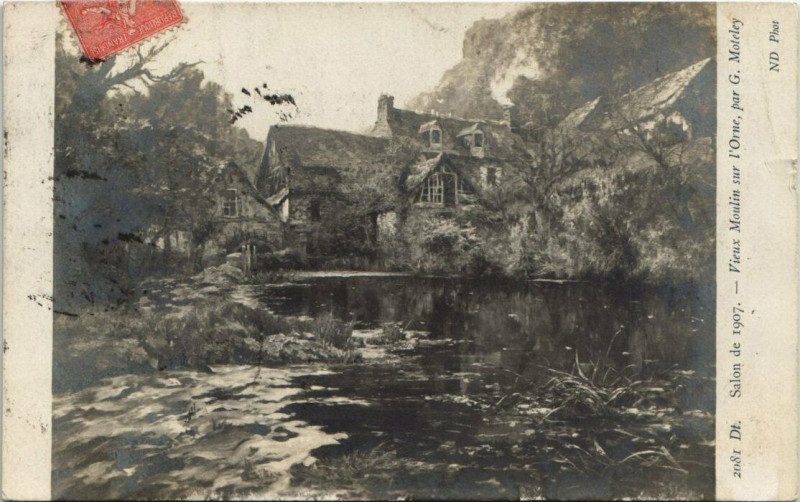 Carte postale ancienne Salon de 1907-Vieux Moulin sur l'Orne