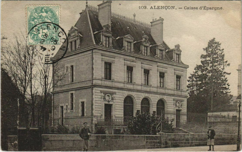 Carte postale ancienne Alencon - Caisse d'Epargne à Alençon