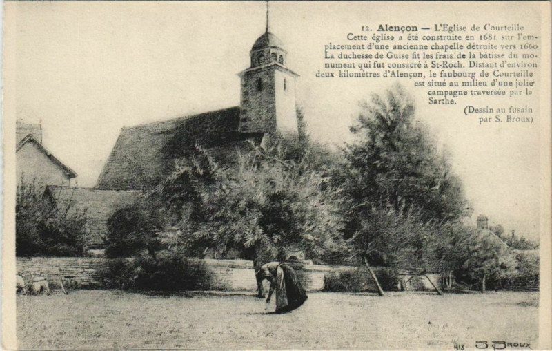 Carte postale ancienne Alencon - L'Eglise de Courteille à Alençon