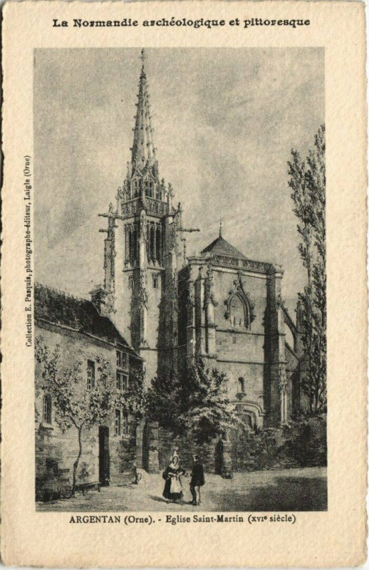 Carte postale ancienne Argentan-Eglise Saint Martin à Argentan