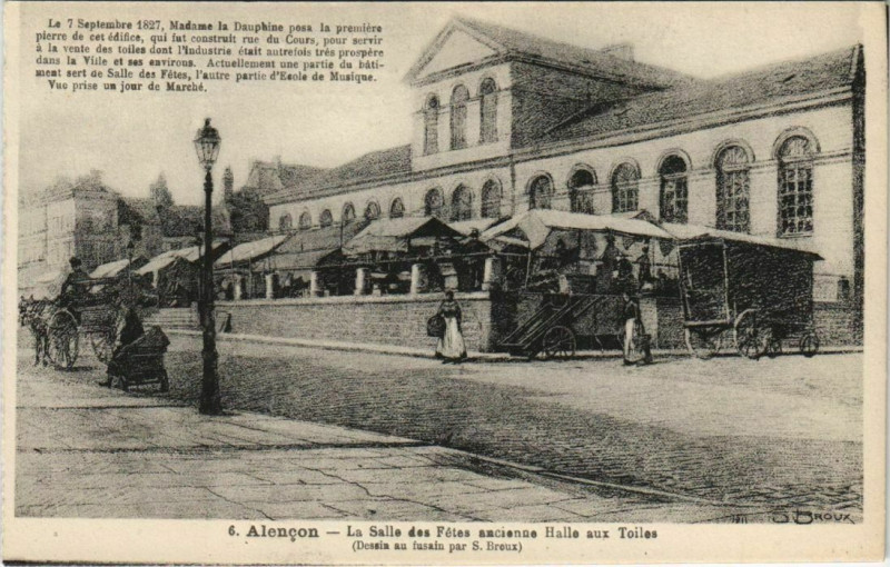 Carte postale ancienne Alencon-La Salle des Fétes ancienne Halle aux Toiles à Alençon