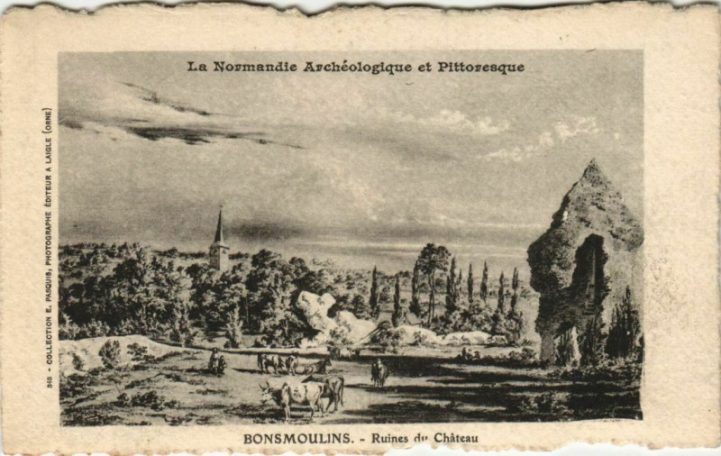 Carte postale ancienne Bonsmoulins-Ruines du Cháteau à Bonsmoulins