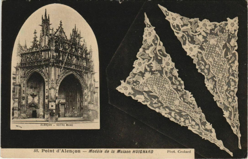 Carte postale ancienne Point d'Alencon-Modéle de la Maison Huignard