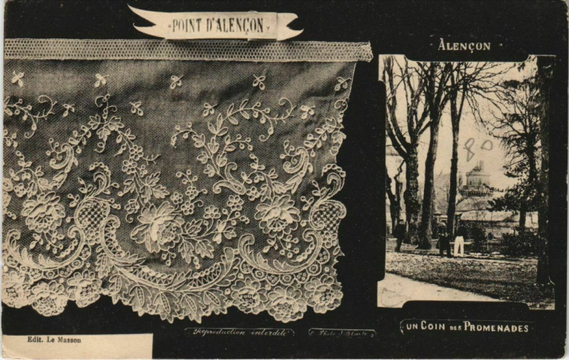 Carte postale ancienne Point d'Alencon-Alencon-Un coin des Promenades à Alençon