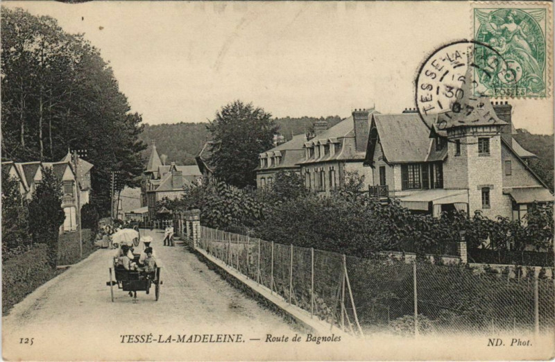 Carte postale ancienne Tesse-la-Madeleine Route de Bagnoles