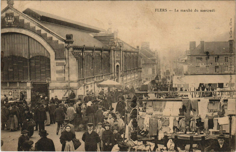 Carte postale ancienne Flers Le Marché du mercredi à Flers