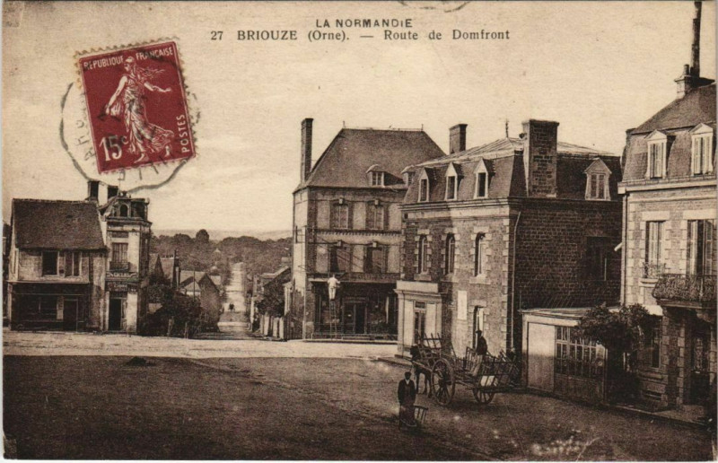 Carte postale ancienne Briouze-Route de Domfront à Briouze