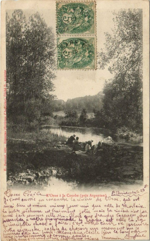 Carte postale ancienne Argentan-L'Orne á la Courbe à Argentan