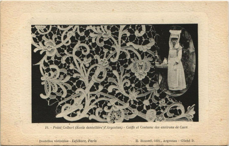 Carte postale ancienne Point Colbert Argentan Coiffe et Costume des Env. De Caen à Argentan