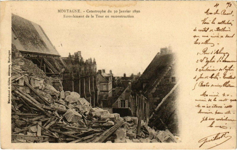 Carte postale ancienne Catastrophe - Mortagne -Catastrophe du 30 Janvier 1890