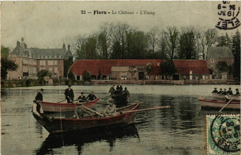 Carte postale ancienne Flers Le Chateau l'Etang à Flers