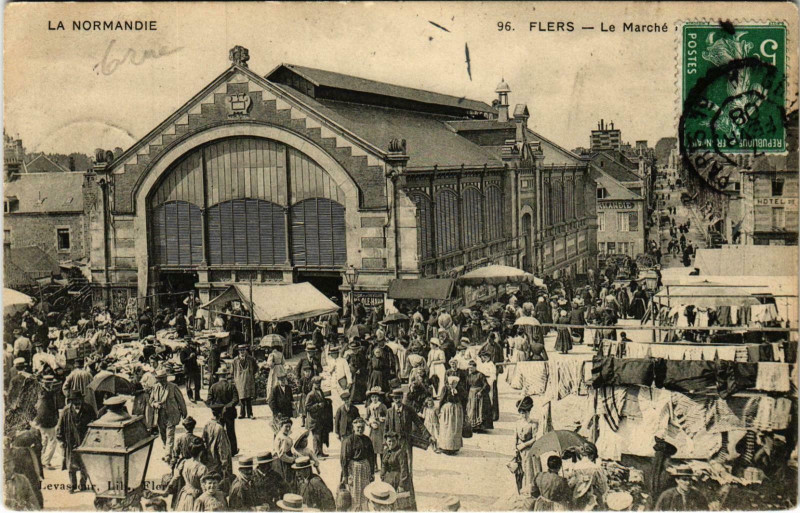 Carte postale ancienne Flers Orne - Le Marche à Flers