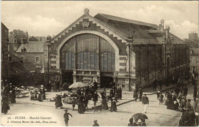 Carte postale ancienne Flers Orne - Marche Couvert à Flers