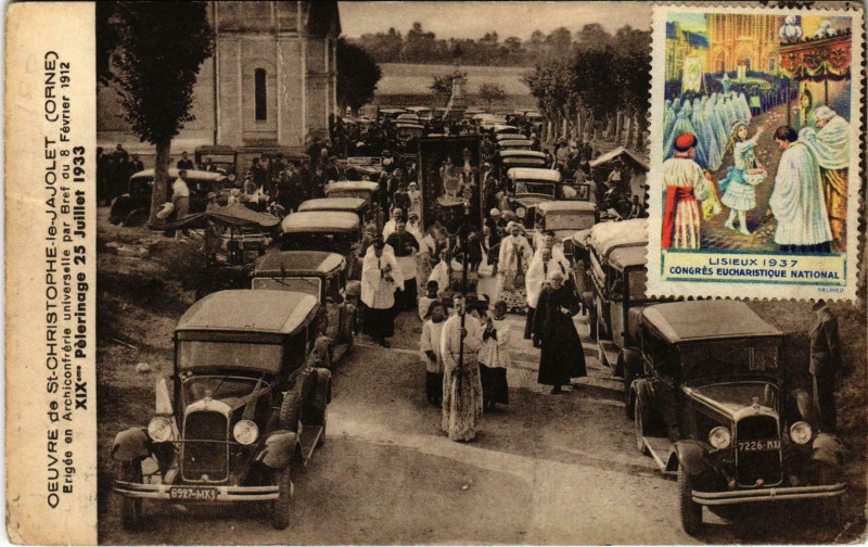 Carte postale ancienne Saint-Christophe-le-Jajolet 19e Pélerinage 1933 à Ri