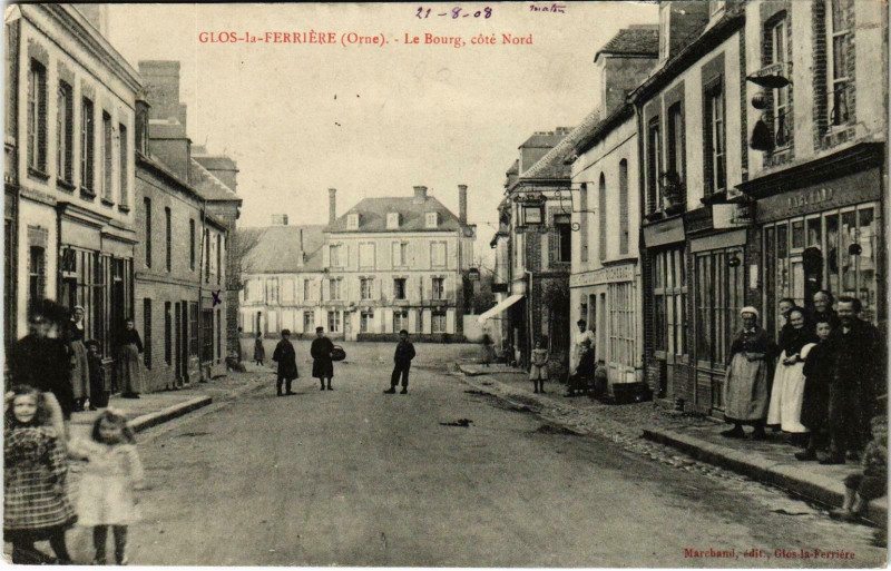 Carte postale ancienne Glos la Ferriere Orne - Le Bourg cote nord à Ri