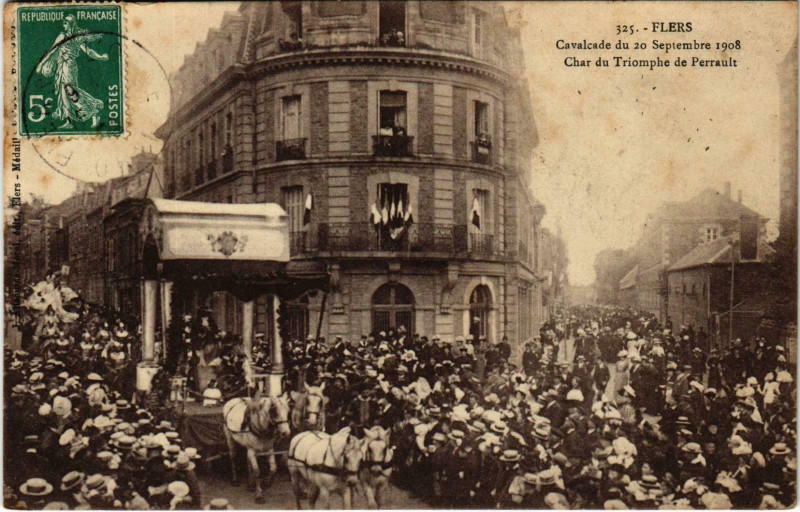 Carte postale ancienne Flers Orne - Cavalcade du 20 Septembre 1908 à Flers