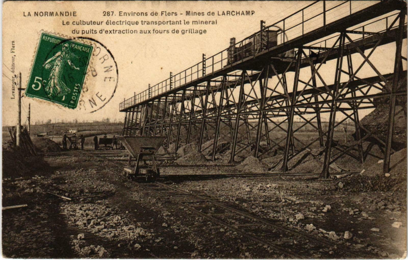Carte postale ancienne Environs de Flers - Mines de Larchamp à Flers
