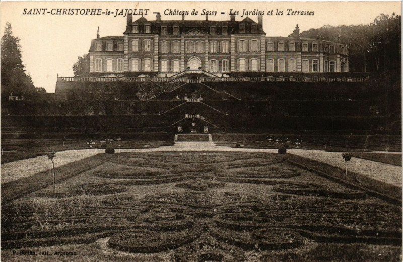 Carte postale ancienne Saint-Christophe-le-Jajolet (Orne)-Cháteau de Sassy-Les Jardins à Ri