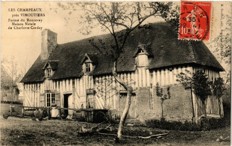 Carte postale ancienne Les Champeaux prés Vimoutiers -Ferme du Ronceray à Vimoutiers