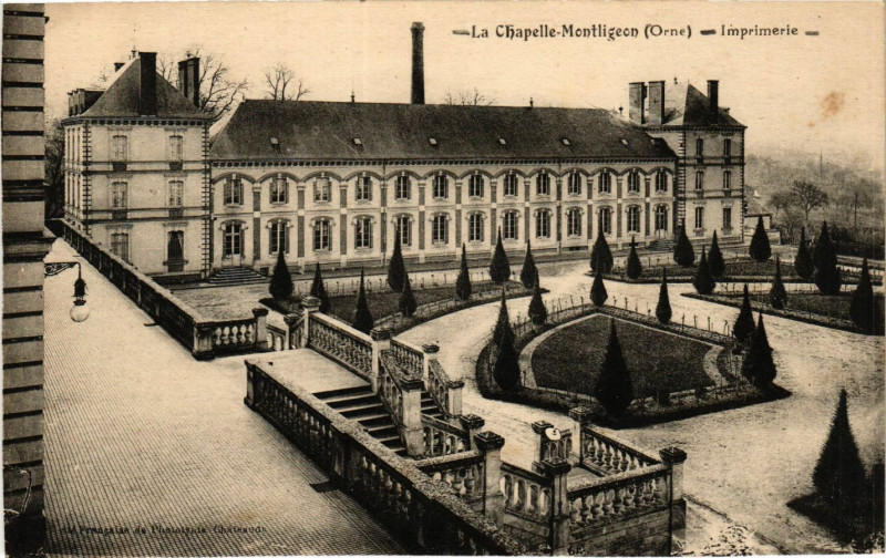 Carte postale ancienne La Chapelle-Montligeon (Orne) - Imprimerie à La Chapelle-Montligeon
