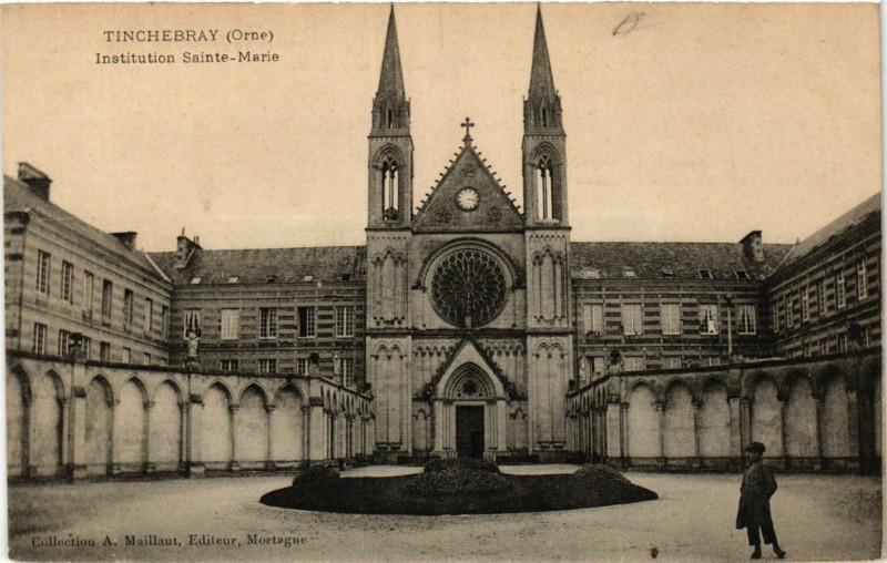 Carte postale ancienne Tinchebray (Orne) - Institution Sainte-Marie à Ri
