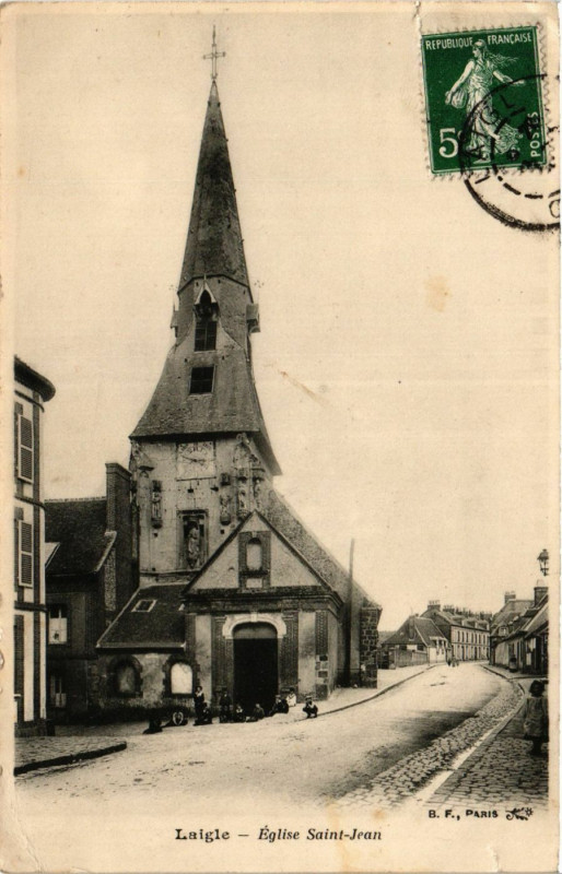 Carte postale ancienne Laigle - Eglise Saint-Jean à Sai
