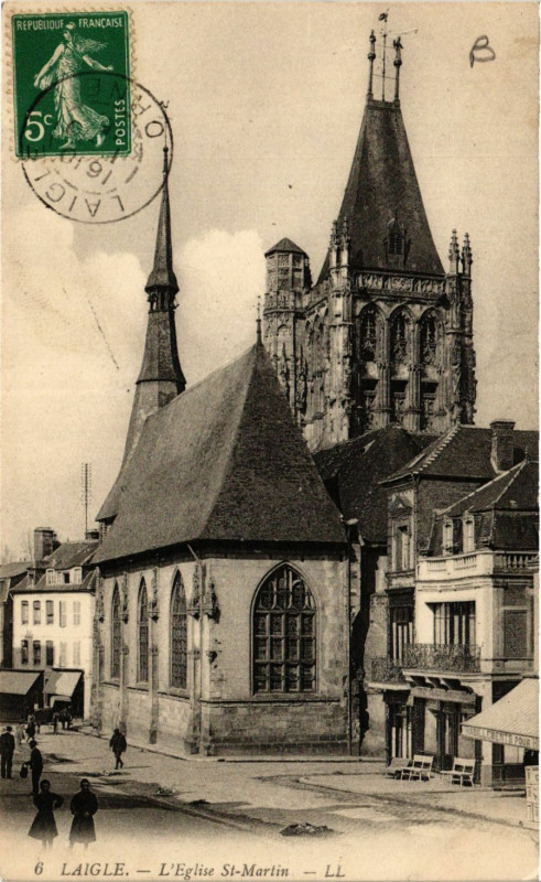 Carte postale ancienne Laigle - L'Eglise Saint-Martin à Sai