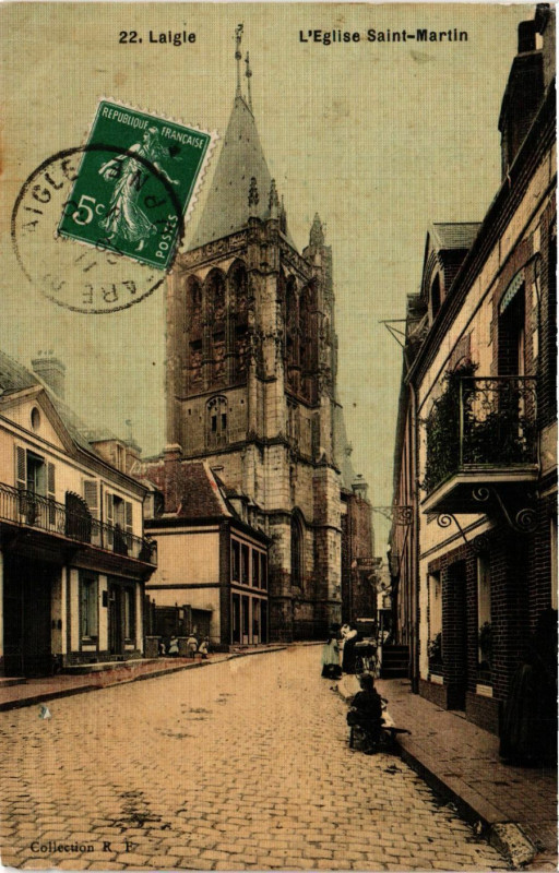 Carte postale ancienne Laigle - L'Eglise Saint-Martin à Sai
