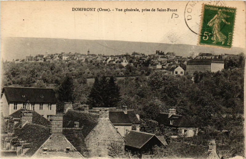 Carte postale ancienne Domfront (Orne) - Vue générale, prise de Saint-Front à Ri