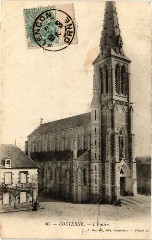 Carte postale ancienne Couterne - L'Eglise