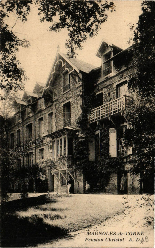 Carte postale ancienne Bagnoles-de-l'Orne - Pension Christol à Ri