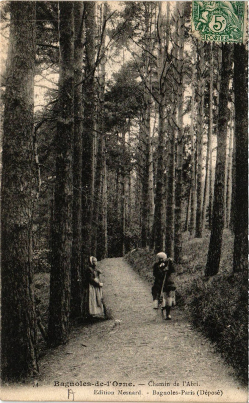 Carte postale ancienne Bagnoles-de-l'Orne - Chemin de l'Abri à Ri