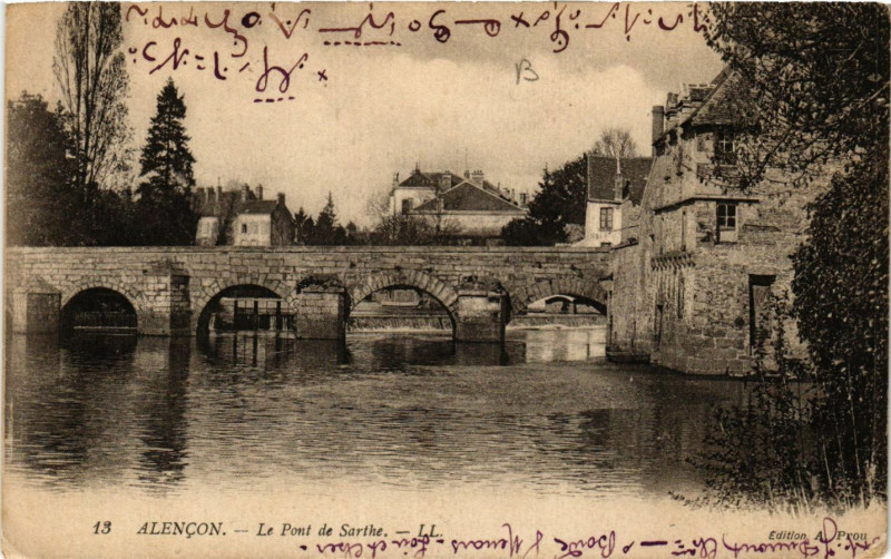Carte postale ancienne Alencon - Le Pont de Sarthe à Alençon