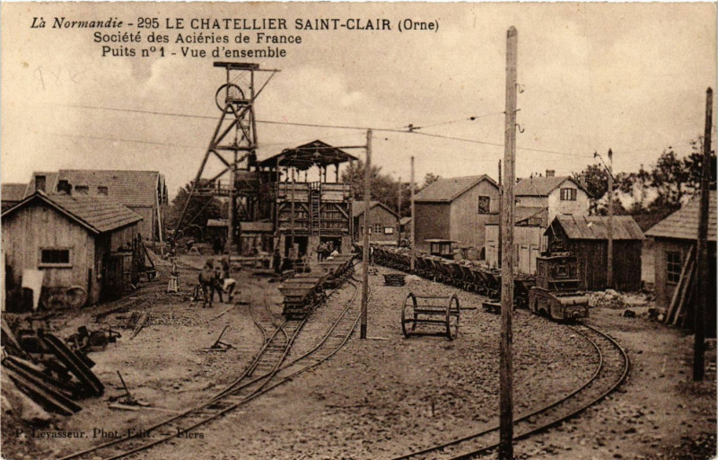 Carte postale ancienne Le Chatellier Saint-Clair Societe des Acieries de France Puits no 1 à Ri