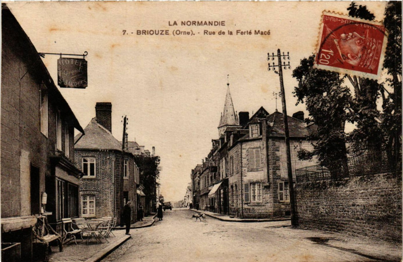 Carte postale ancienne Briouze - Rue de la Ferte Mace à Briouze