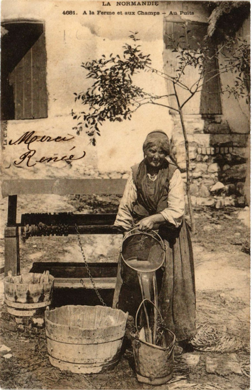 Carte postale ancienne A la Ferme et aux Champs - Au Puits