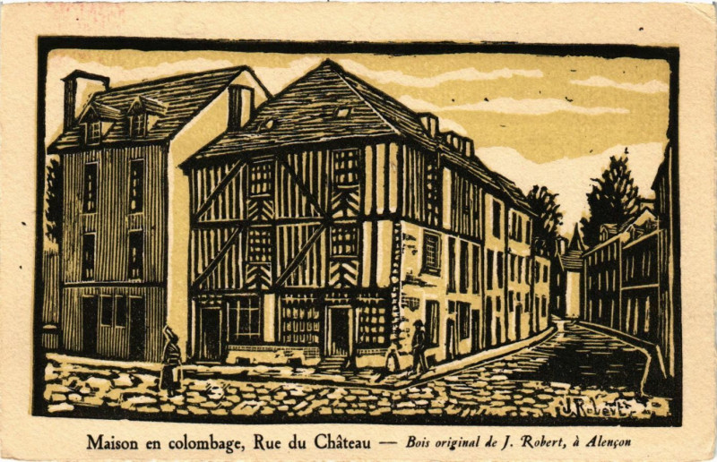 Carte postale ancienne Maison en colombage, Rue du Chateau