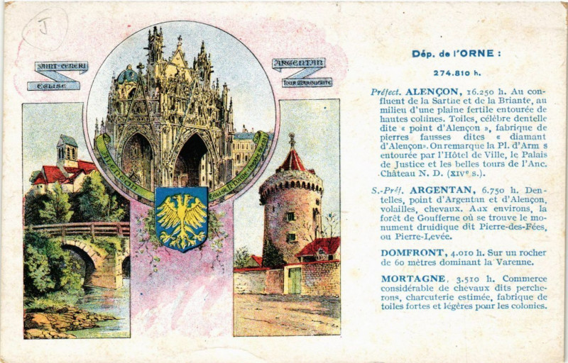 Carte postale ancienne Dep. de l'Orne
