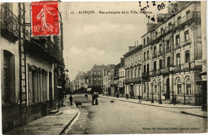 Carte postale ancienne Alencon. - Rue principale de la Ville, Saint-Blaise à Ri