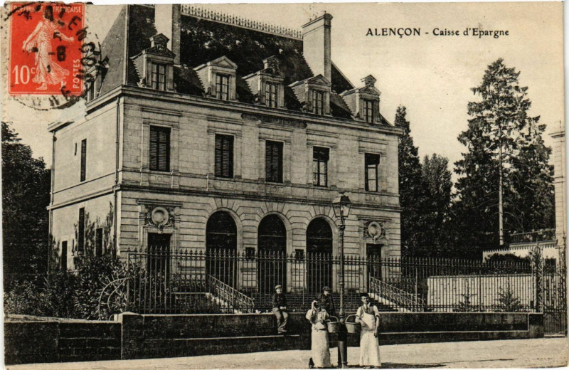 Carte postale ancienne Alencon. - Caisse d'Epargne