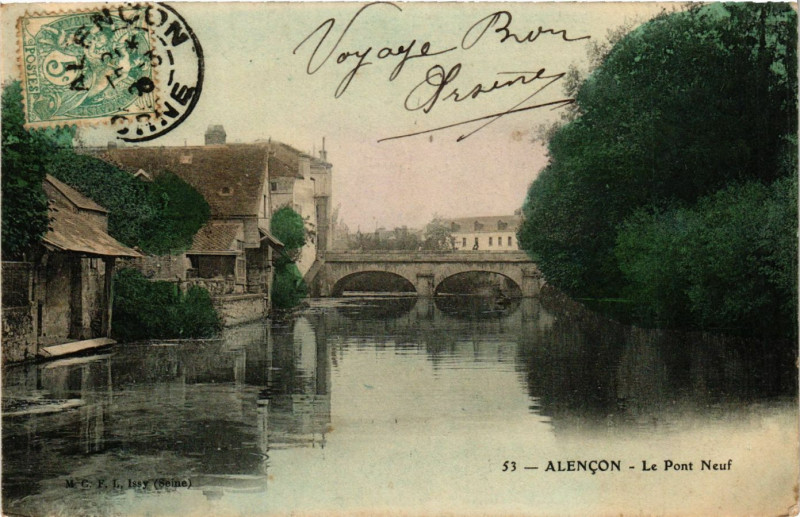Carte postale ancienne Alencon - Le Pont Neuf à Alençon