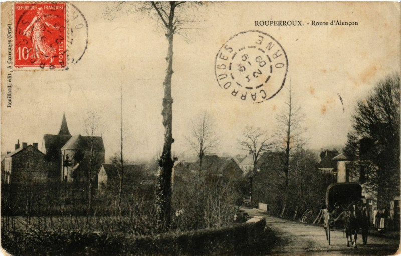 Carte postale ancienne Rouperroux.-Route d' Alencon à Perrou