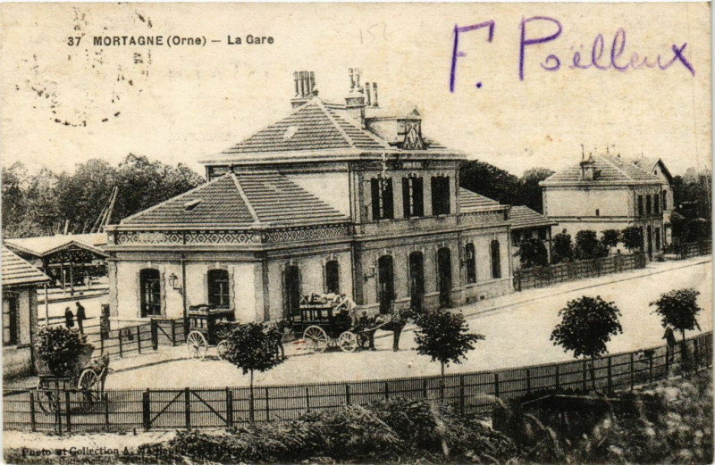 Carte postale ancienne Mortagne (Orne) - La Gare