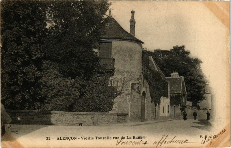 Carte postale ancienne Alencon - Vieille Tourelle rue de la Bané à Alençon