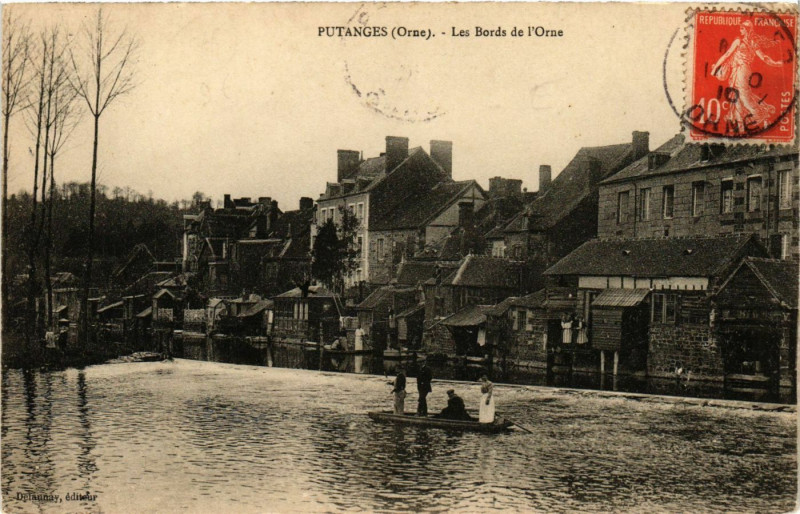Carte postale ancienne Putanges (Orne) - Les Bords de l'Orne