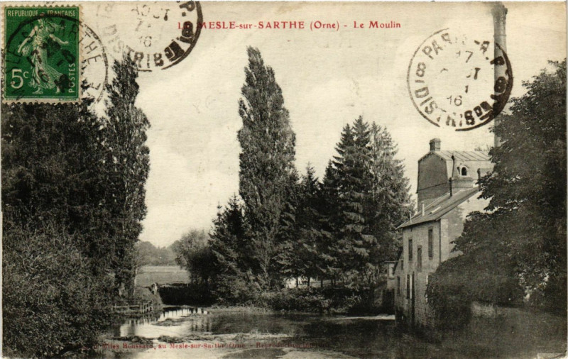 Carte postale ancienne Le Mesle-sur-Sarthe (Orne) - Le Moulin