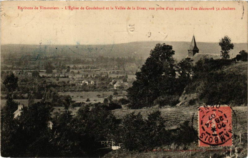 Carte postale ancienne Environs de Vimoutiers - L'Eglise de Coudehard et la Vallée de .. à Vimoutiers