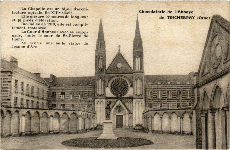 Carte postale ancienne Chocolaterie de l'Abbaye de Tinchebray (Orne) à Ri