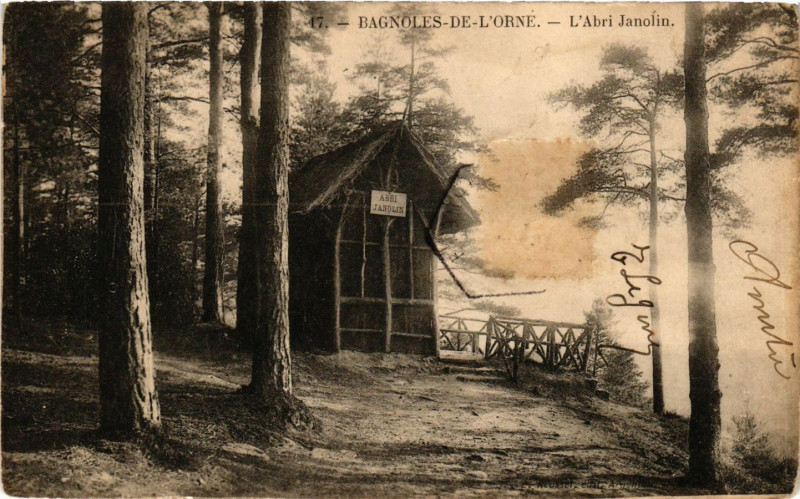 Carte postale ancienne Bagnoles-de-l'Orne - L'Abri Janolin à Ri