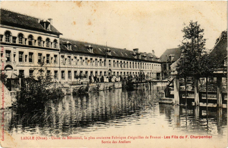 Carte postale ancienne Laigle(Orne) - Usine de Mérouvel, la plus ancienne Fabrique ... à Ri
